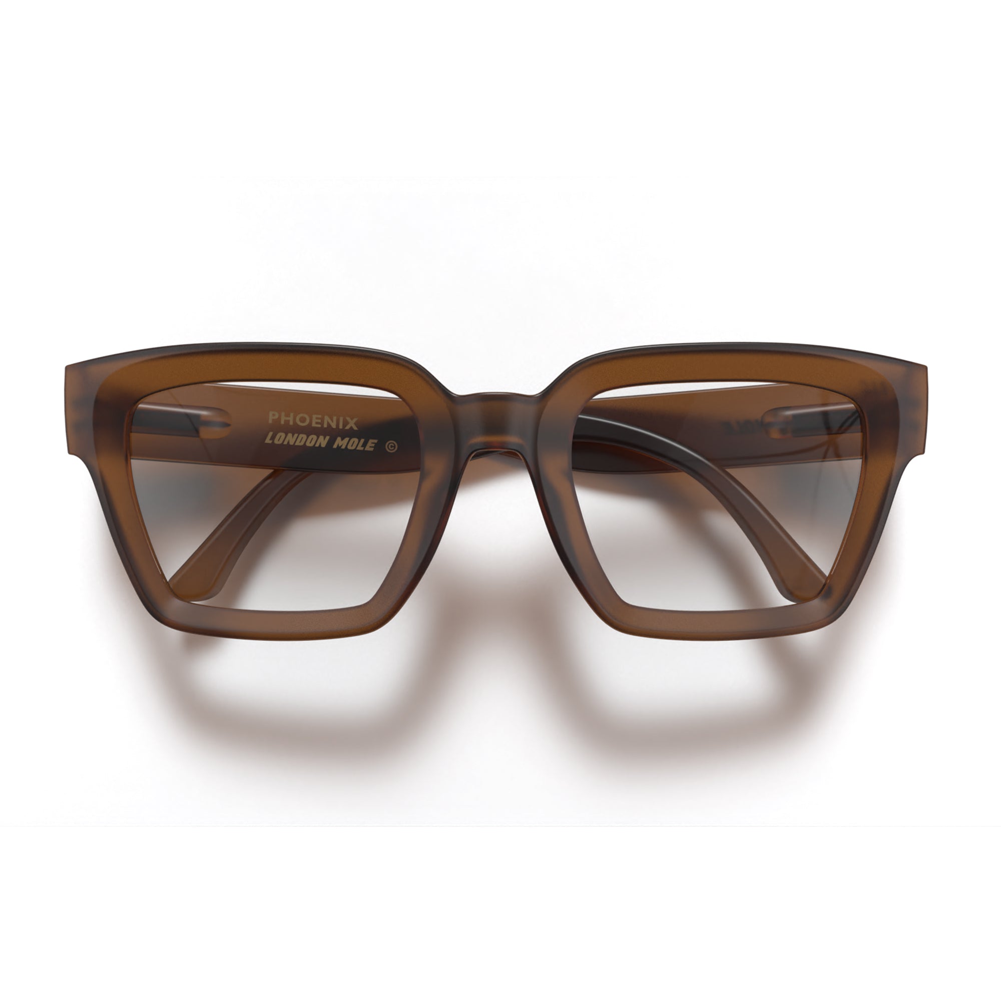 Phoenix reading glasses in rubberised transparent brown – London Mole