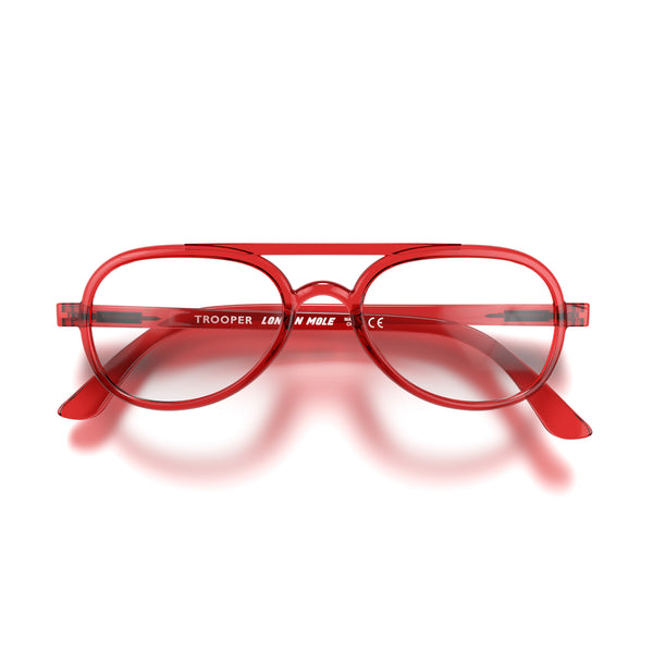 Trooper reading glasses in transparent red
