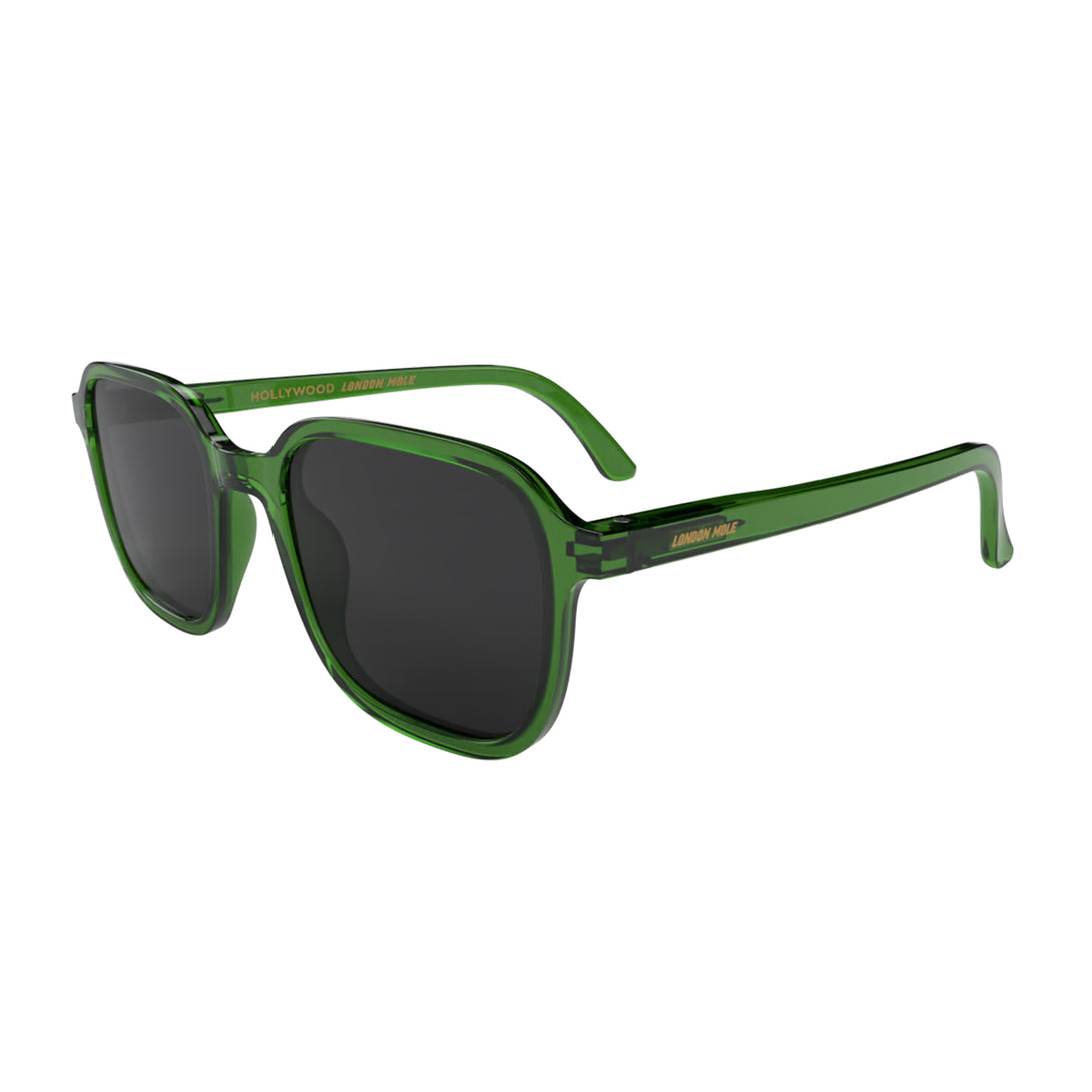 Open skew - Hollywood sunglasses in transparent green featuring an oversized, iconic panto frame and black UV400 lenses. The finishing touch to every outfit while protecting your eyes. 