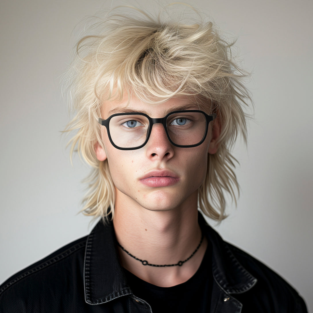 Male model - Hollywood Reading Glasses in matt black featuring a soft circle frame and provide crystal clear vision. Available in a + 1, 1.5, 2, 2.5, 3 prescriptions.