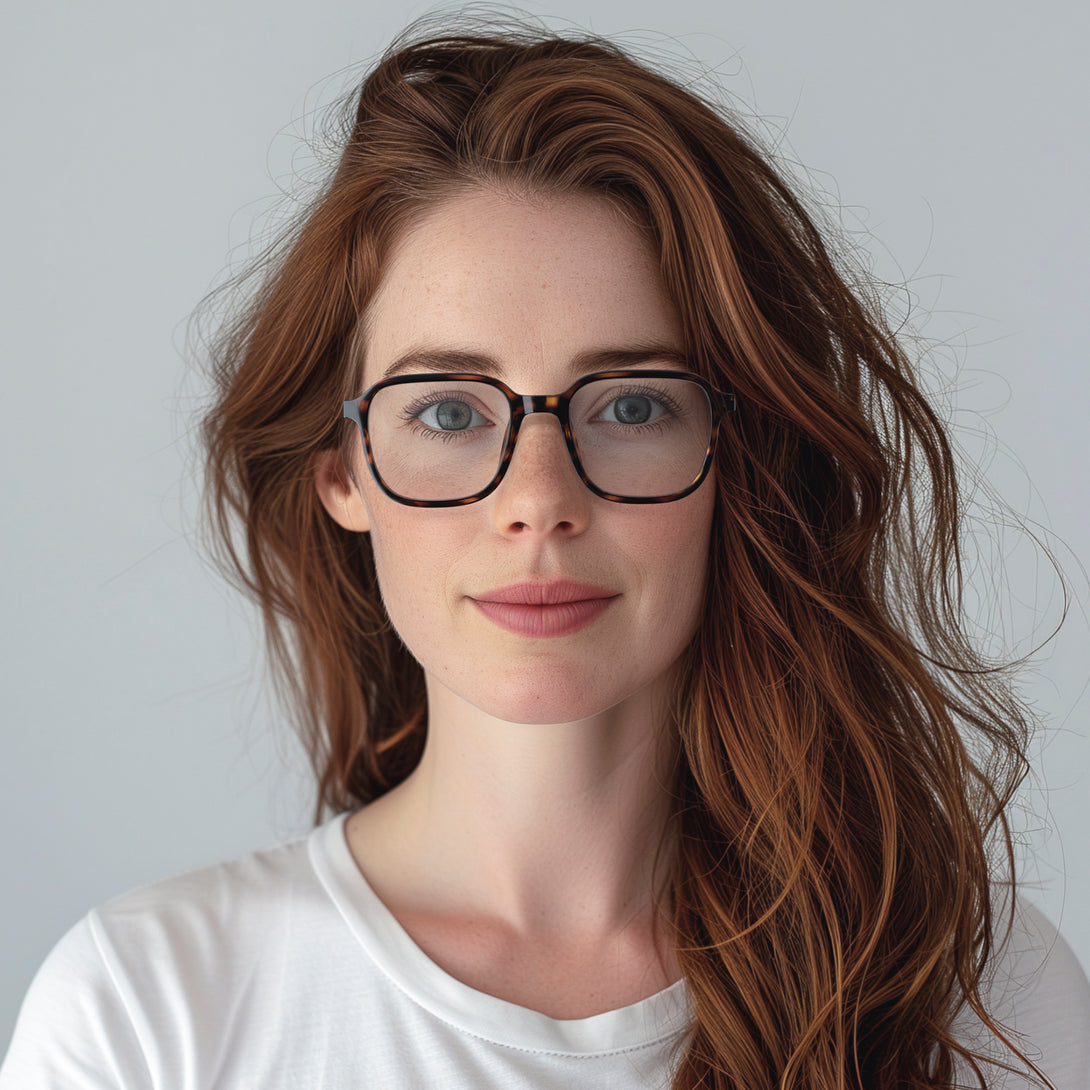 Female model - Hollywood Reading Glasses in matt brown tortoiseshell featuring a soft circle frame and provide crystal clear vision. Available in a + 1, 1.5, 2, 2.5, 3 prescriptions.