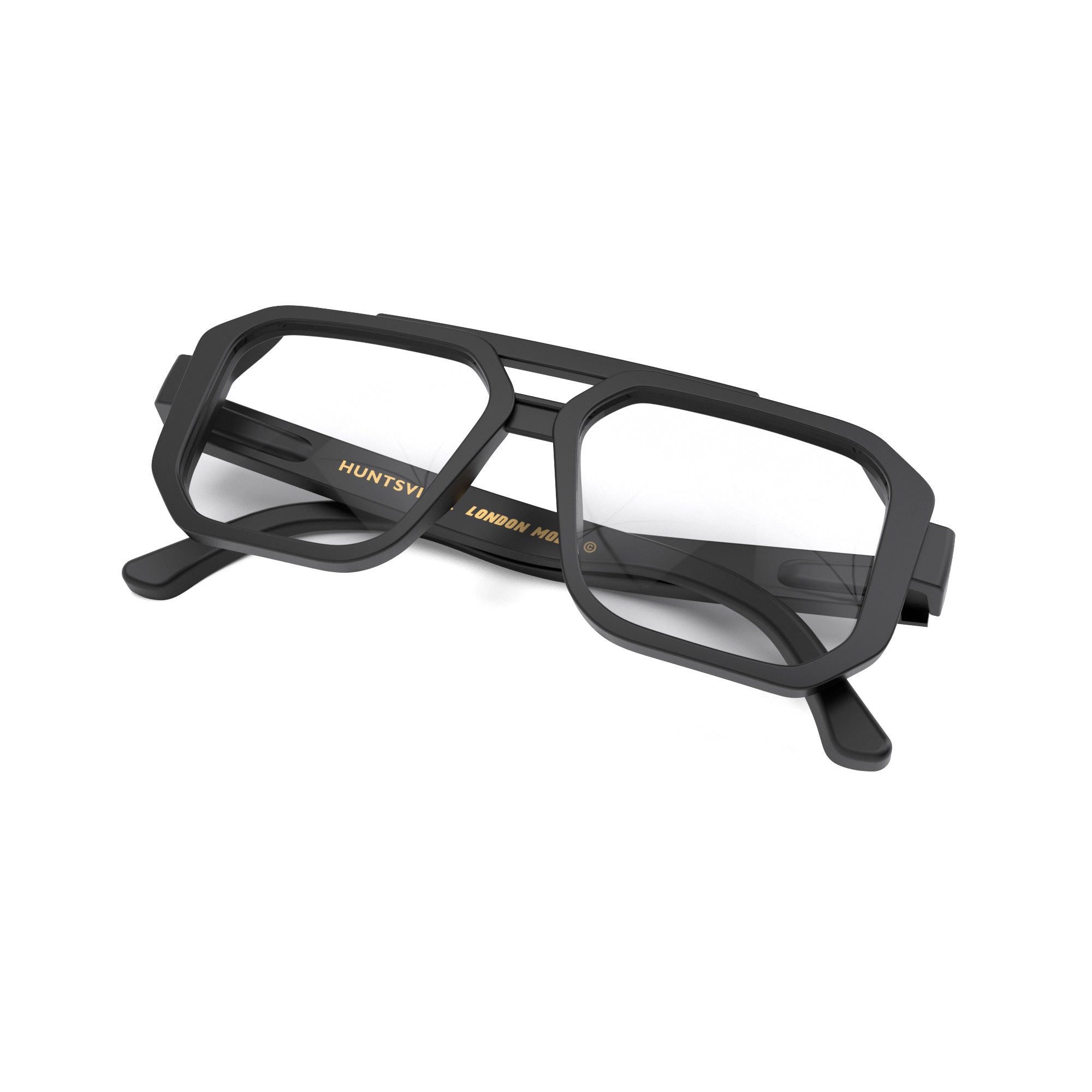 Huntsville blue blocker glasses in rubberised black – London Mole