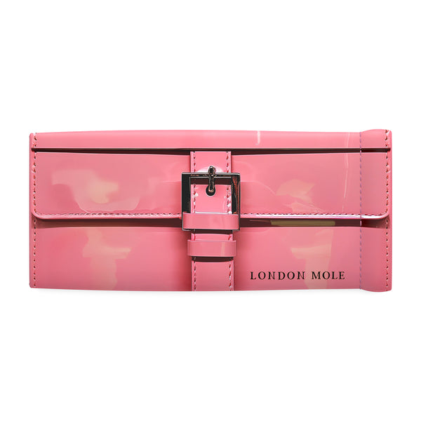 Pink leather print pouch