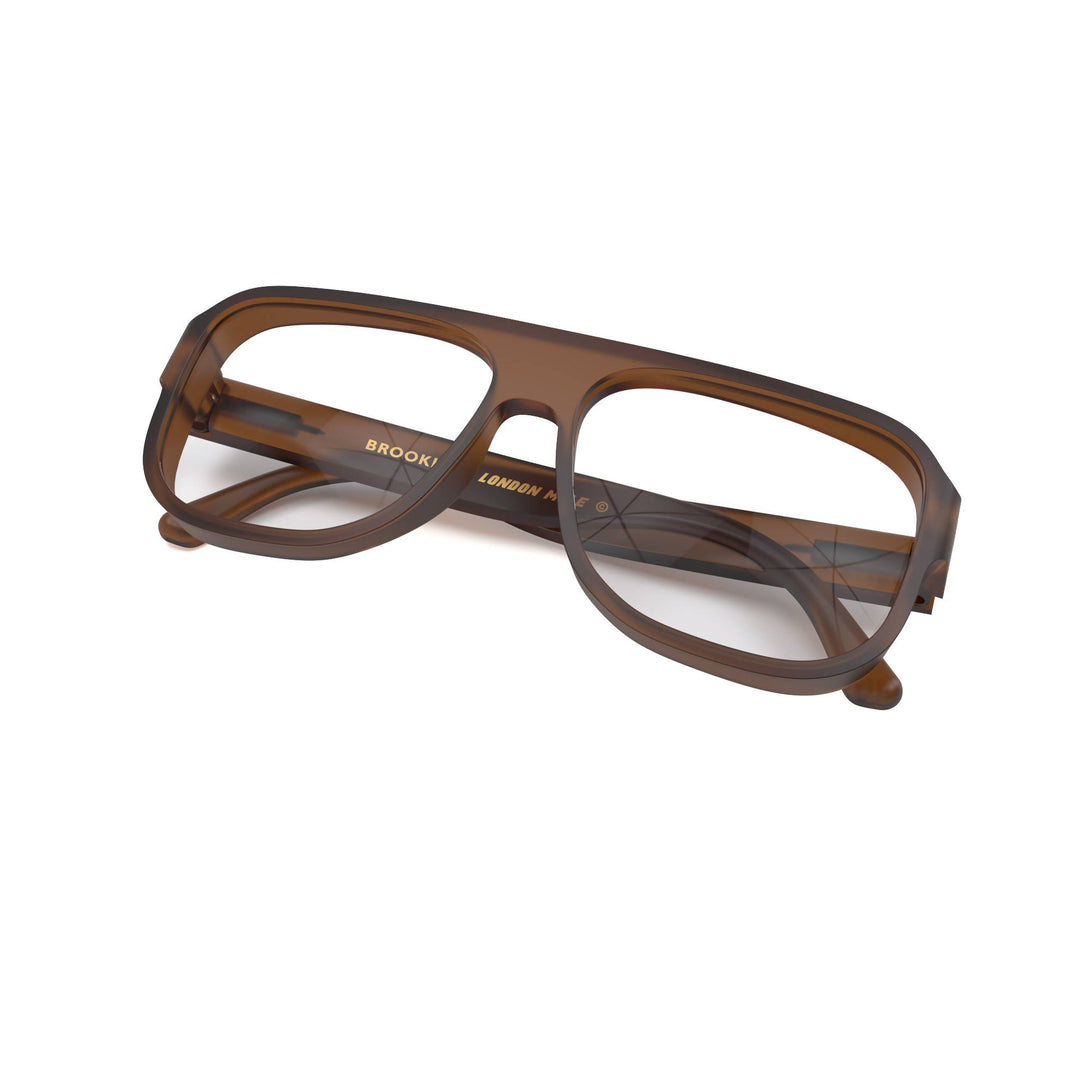 Brooklyn reading glasses in rubberised transparent brown – London Mole