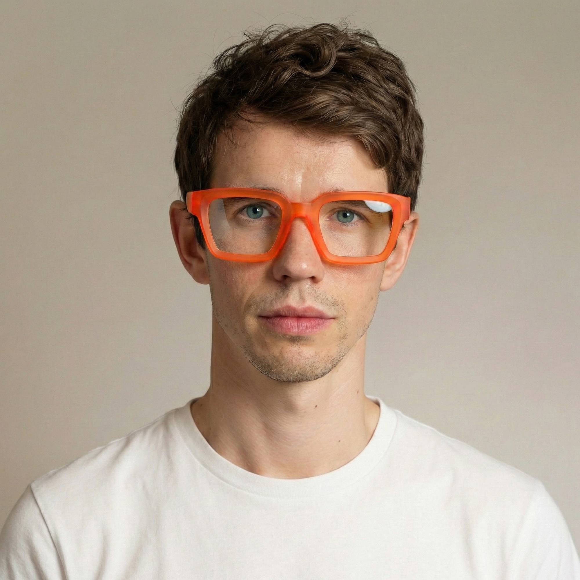 Phoenix reading glasses in rubberised fluorescent transparent orange ...