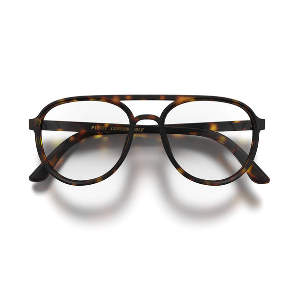 Pilot blue blocker glasses in matt tortoise shell