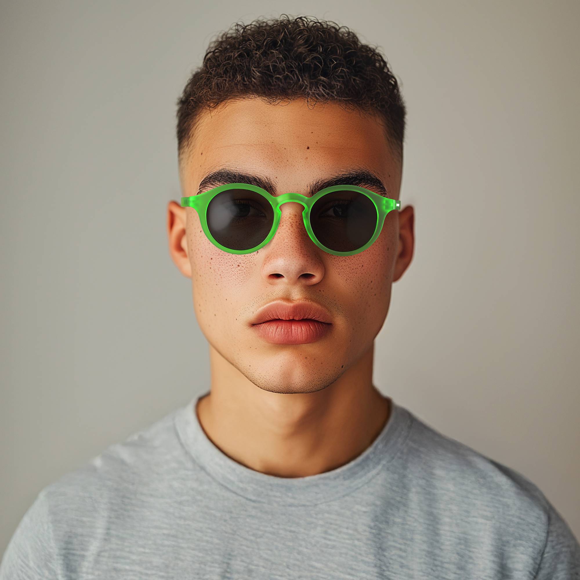 Graduate Sunglasses in Rubberised Fluorescent Transparent Green with ...