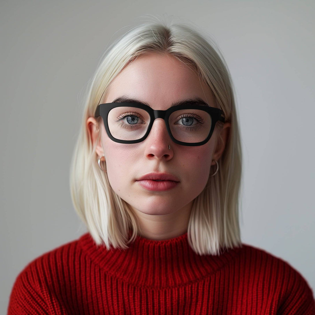 girl wearing glasses