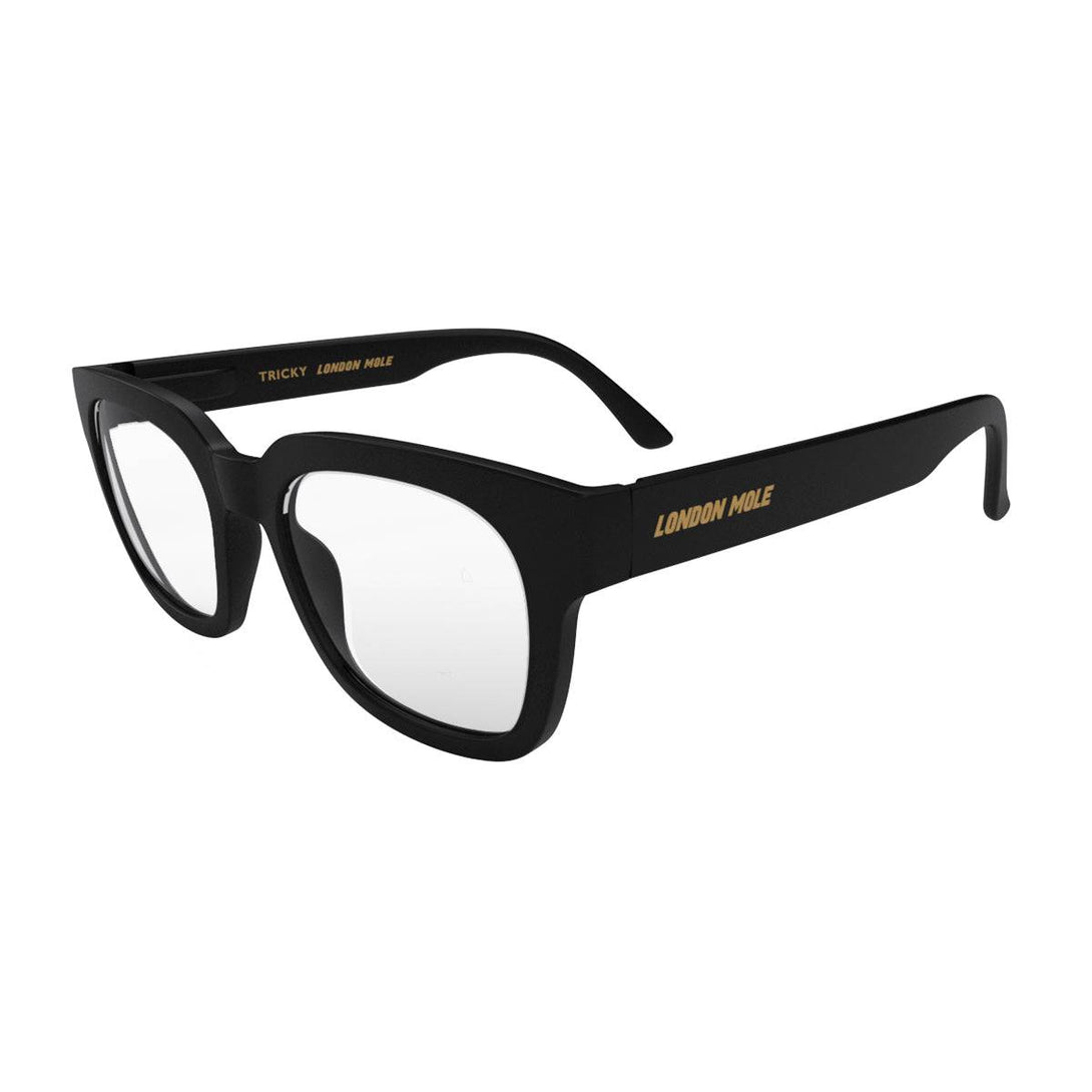 black glasses