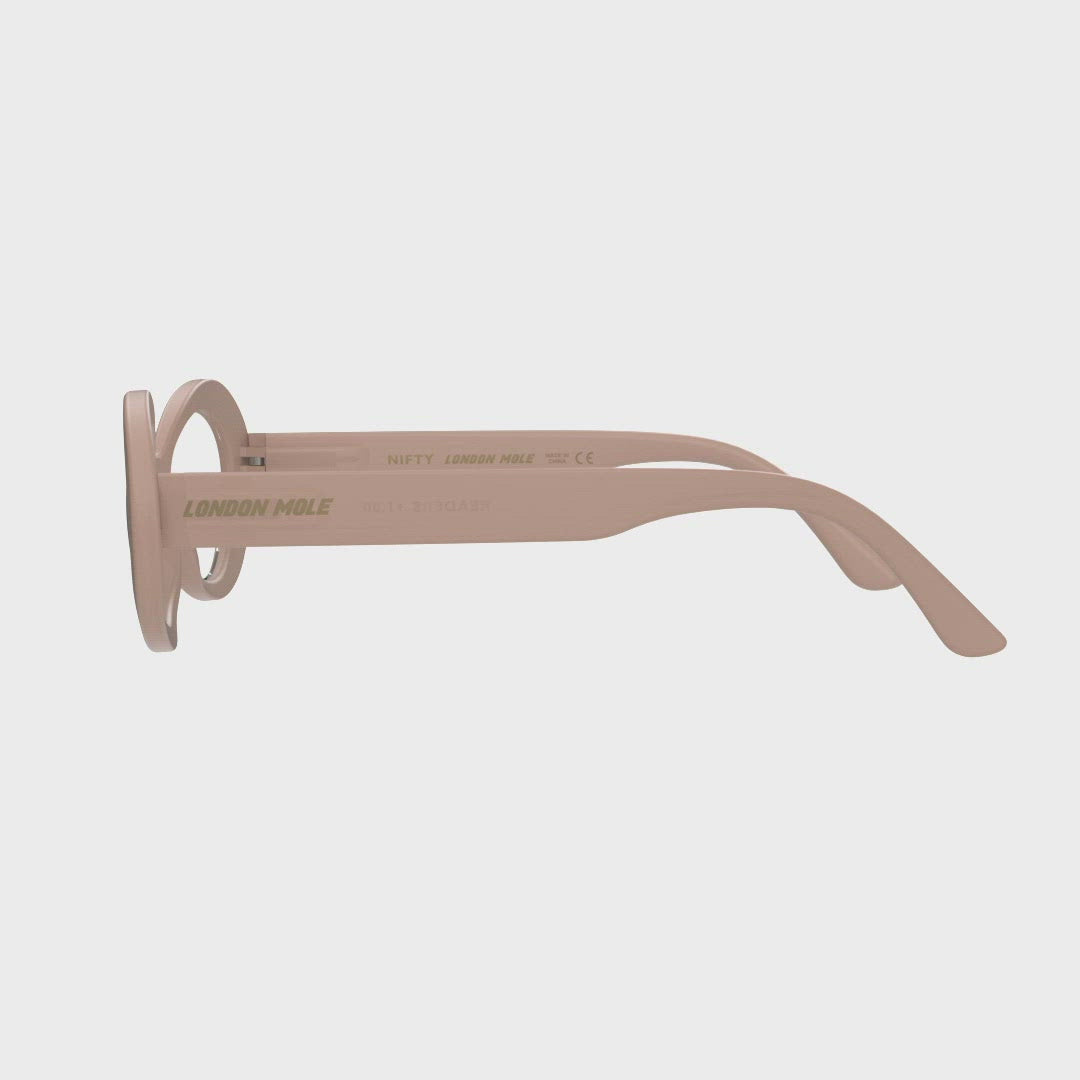 Nifty Blue Blocker Glasses  by London Mole with Soft Pink Frames - 360 Turning Animation
