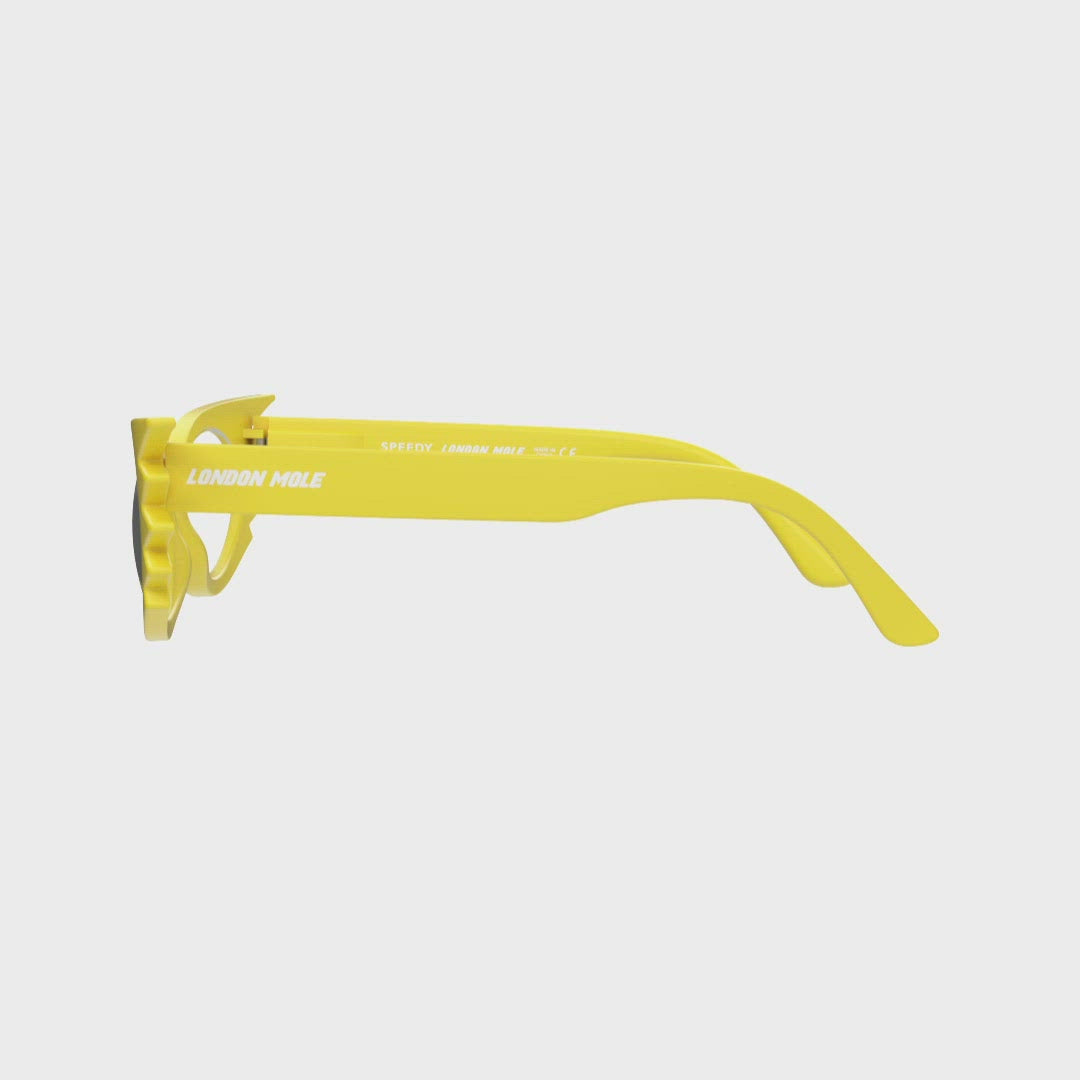 Speedy Blue Blocker Glasses  by London Mole with Yellow Frames - 360 Turning Animation