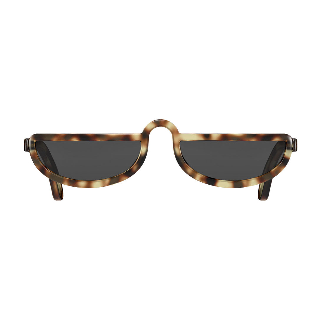 Open front - Brainy sunglasses in pale tortoiseshell featuring a half-moon frame and black UV400 lenses. The finishing touch to every outfit while protecting your eyes. 