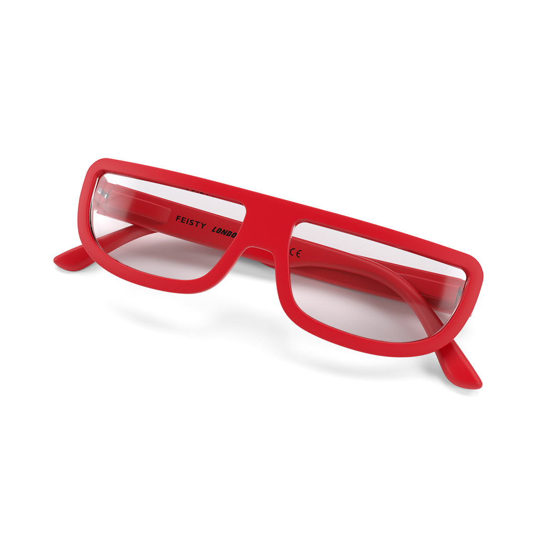 Feisty Blue Blocker glasses by London Mole in Red