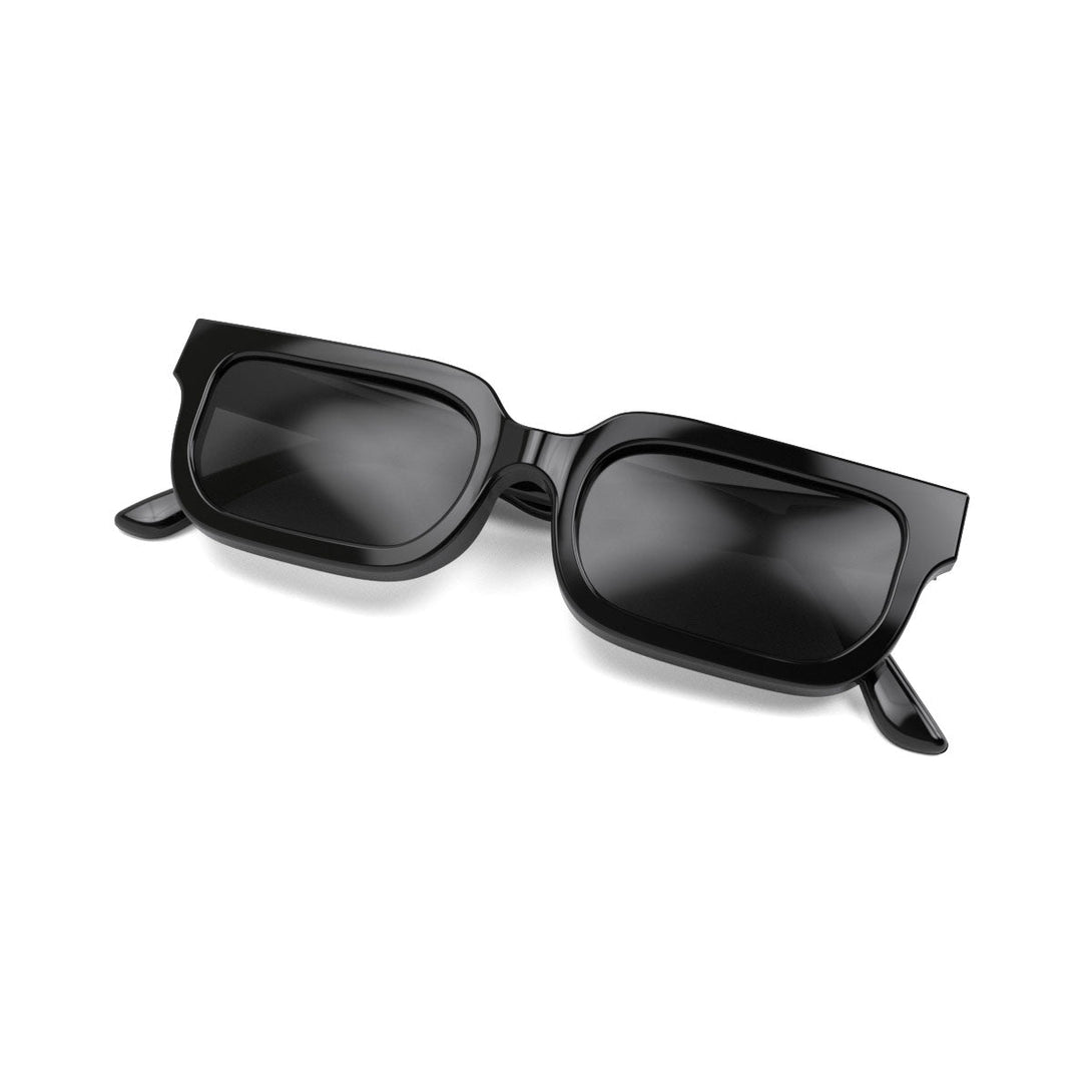 Folded skew - Icy sunglasses in gloss black featuring a bold rectangle frame and black UV400 lenses. The finishing touch to every outfit while protecting your eyes. 