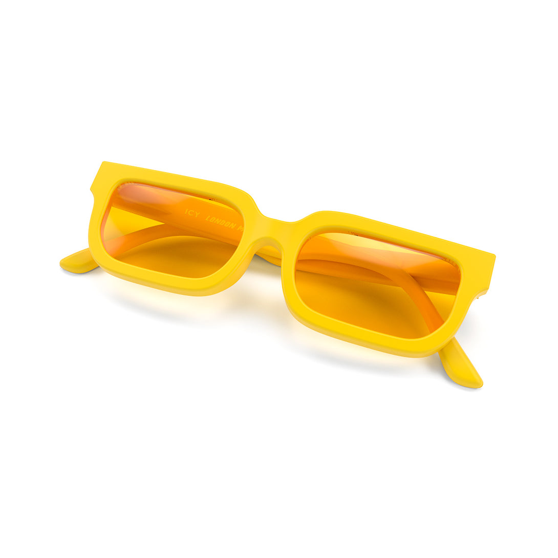 Front view folded of Icy Sunglasses by London Mole with Yellow Frames and Yellow Lenses