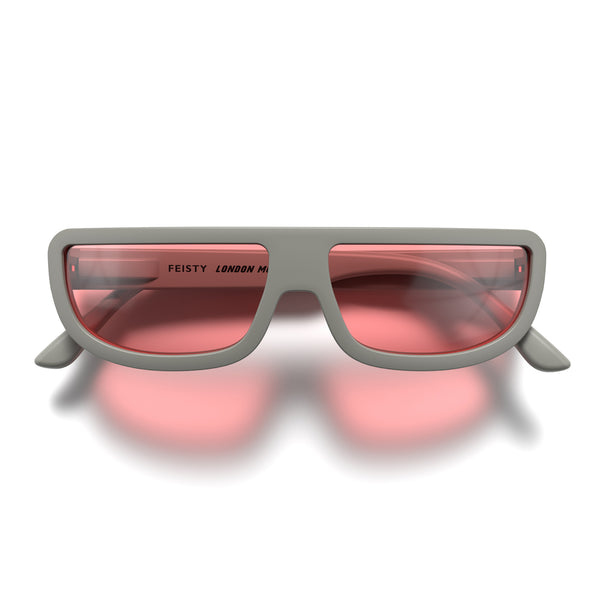 Feisty Sunglasses in Matt Grey with Red Lenses