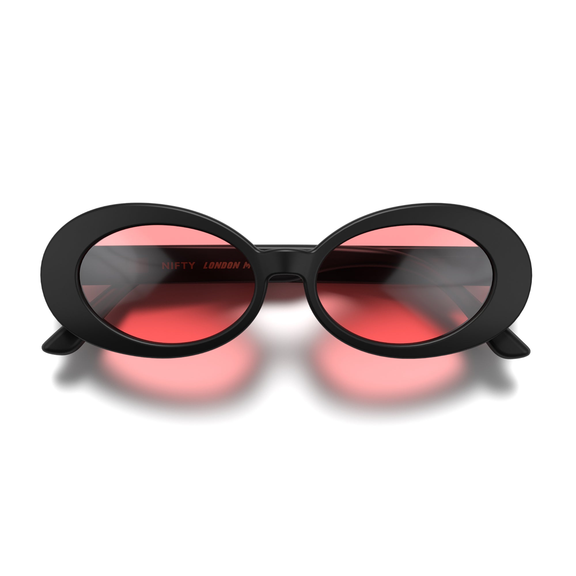 Nifty sunglasses in matt black with red lenses London Mole