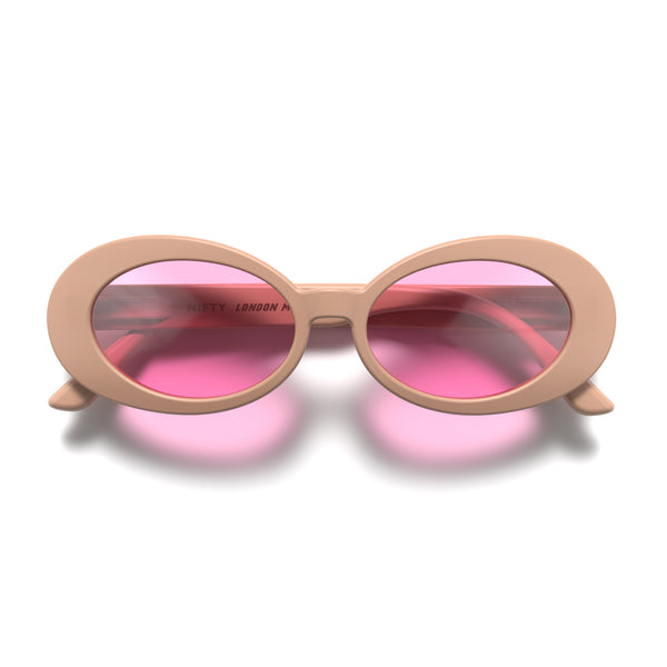 Nifty Sunglasses in Matt Soft Pink with Pink Lenses