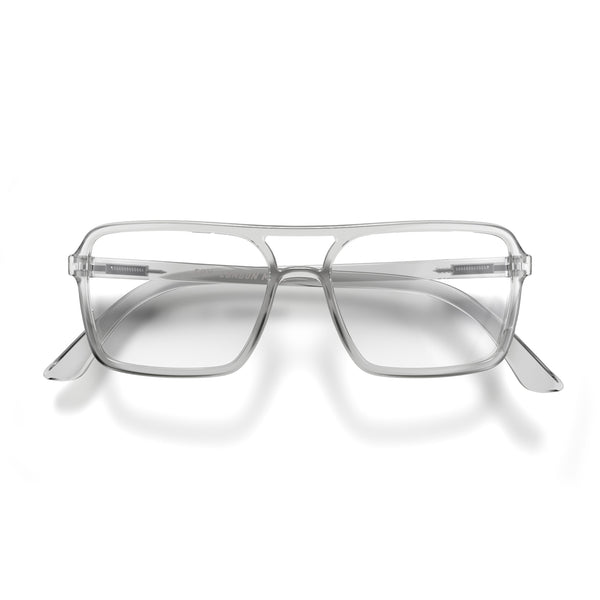 Spy blue blocker glasses in transparent