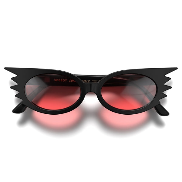 Speedy sunglasses in matt black with red lenses
