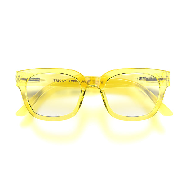 Tricky Blue Blocker Glasses in Transparent Yellow