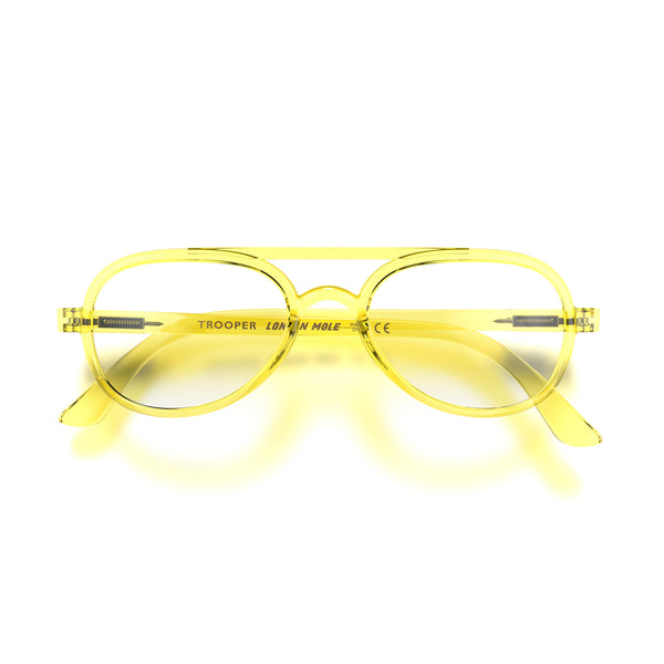 Trooper blue blocker glasses in transparent yellow