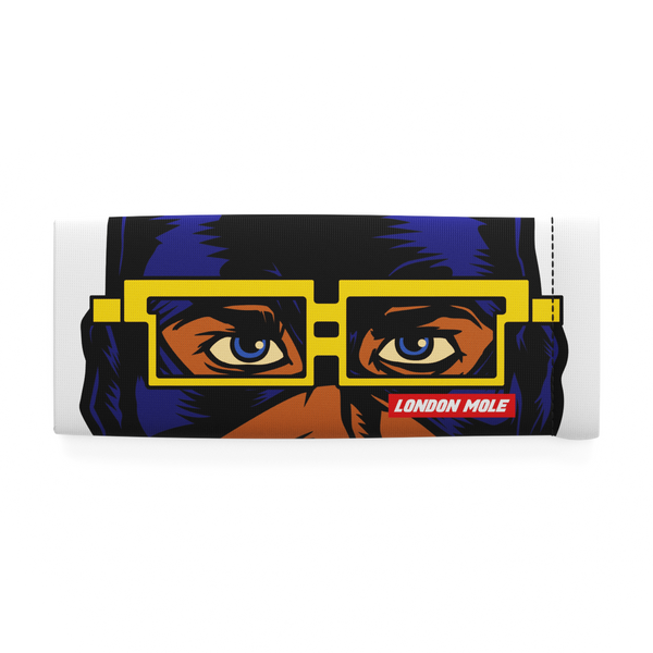 Night Vision glasses pouch with male superhero comic strip design – front on